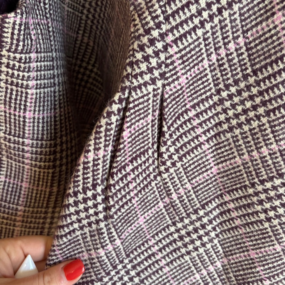 J. Jill Cape Sweater Womens S-L Purple Plaid Single Button Arm Slits New - Picture 2 of 8